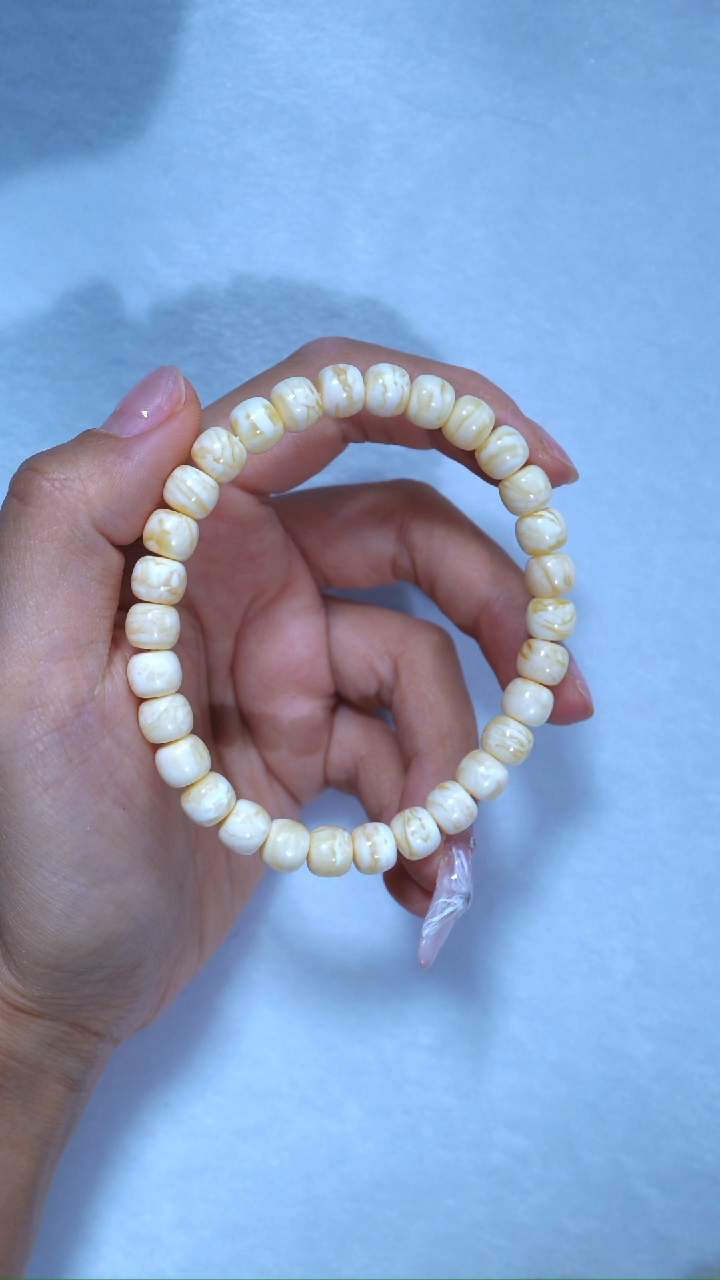 【闪购商品】蜜蜡手链未镶嵌典藏级8mm瓷白浓蜡虎皮千层雪