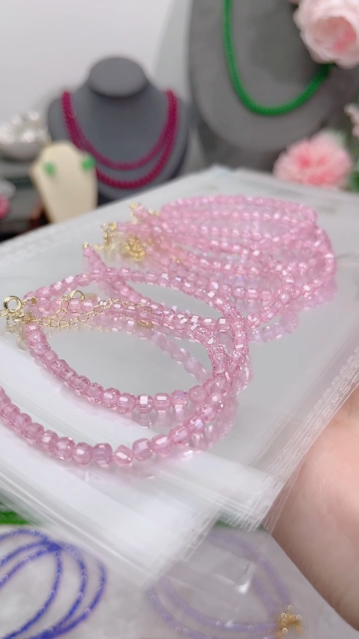 银S925镶嵌托帕石手链大粉89