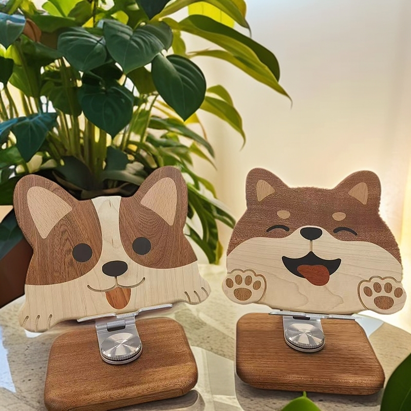 【百轩居】实木手机支架创意可爱平板支撑架懒人床头木质支架旋转