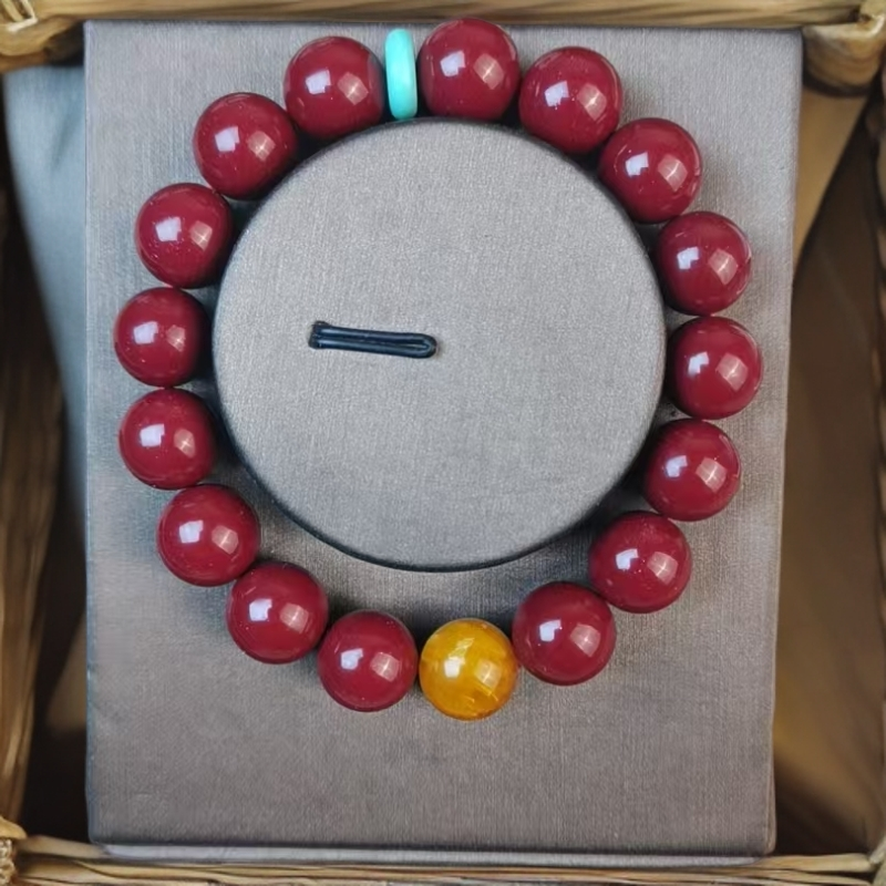 含辰砂工艺品天然朱砂紫金砂12MM配松蜡手串