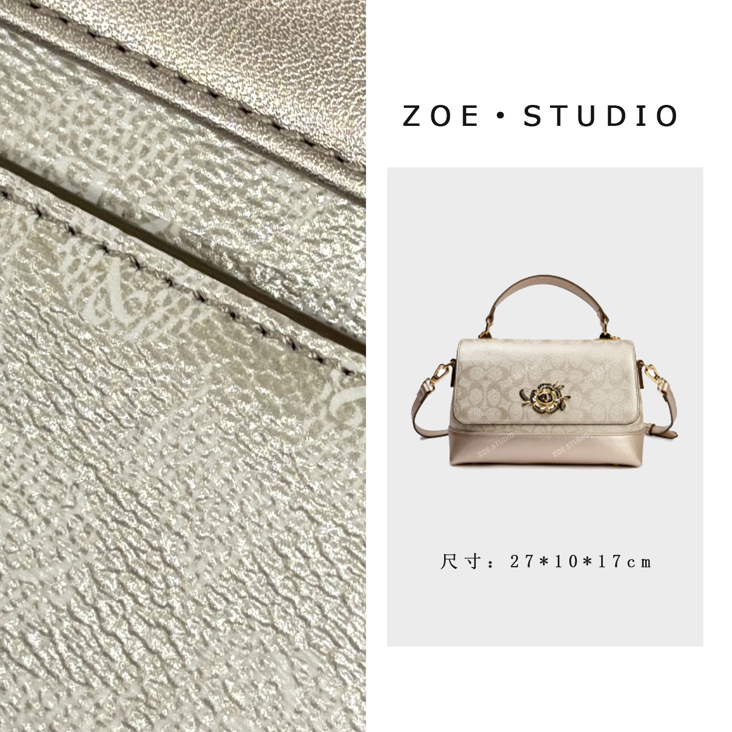 【佐伊甄选】BF-66561-2-香槟金轻奢女士时尚潮流百搭斜挎包轻奢