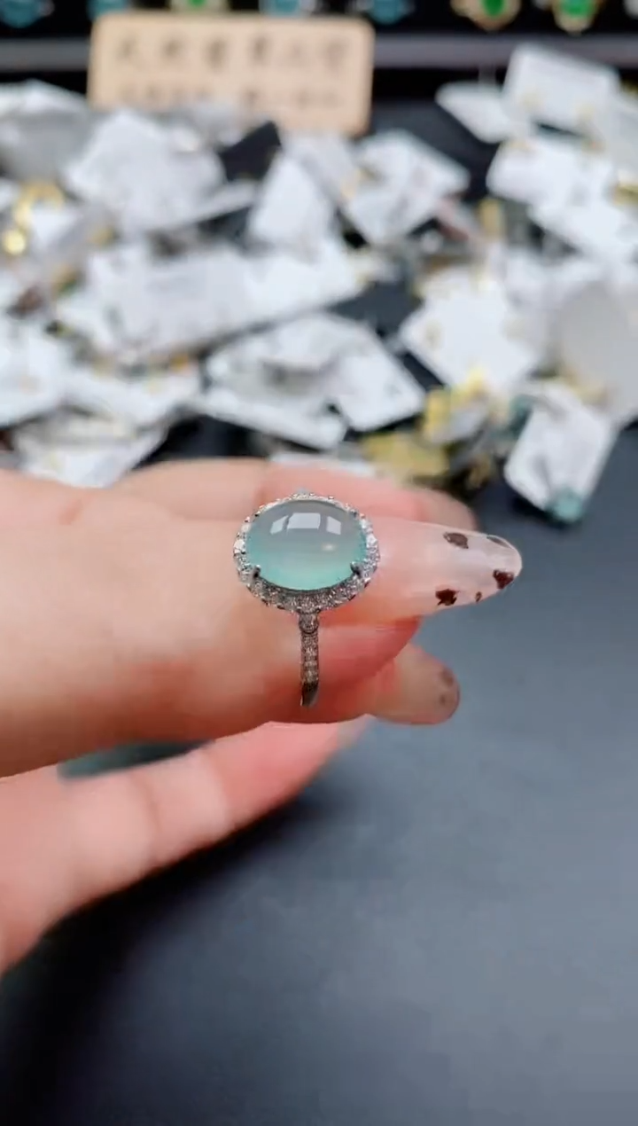 银S925镶嵌戒指翡翠1