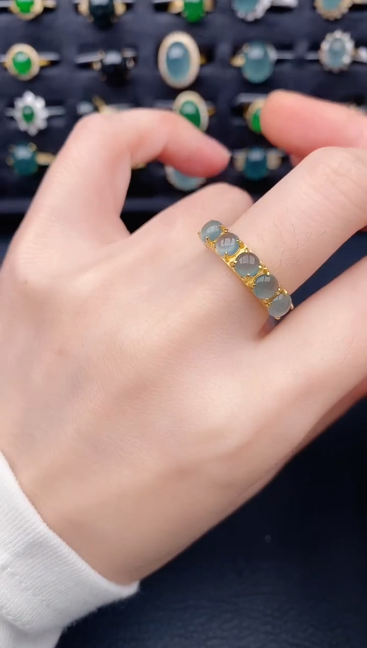 银S925镶嵌戒指翡翠天然a货翡翠17