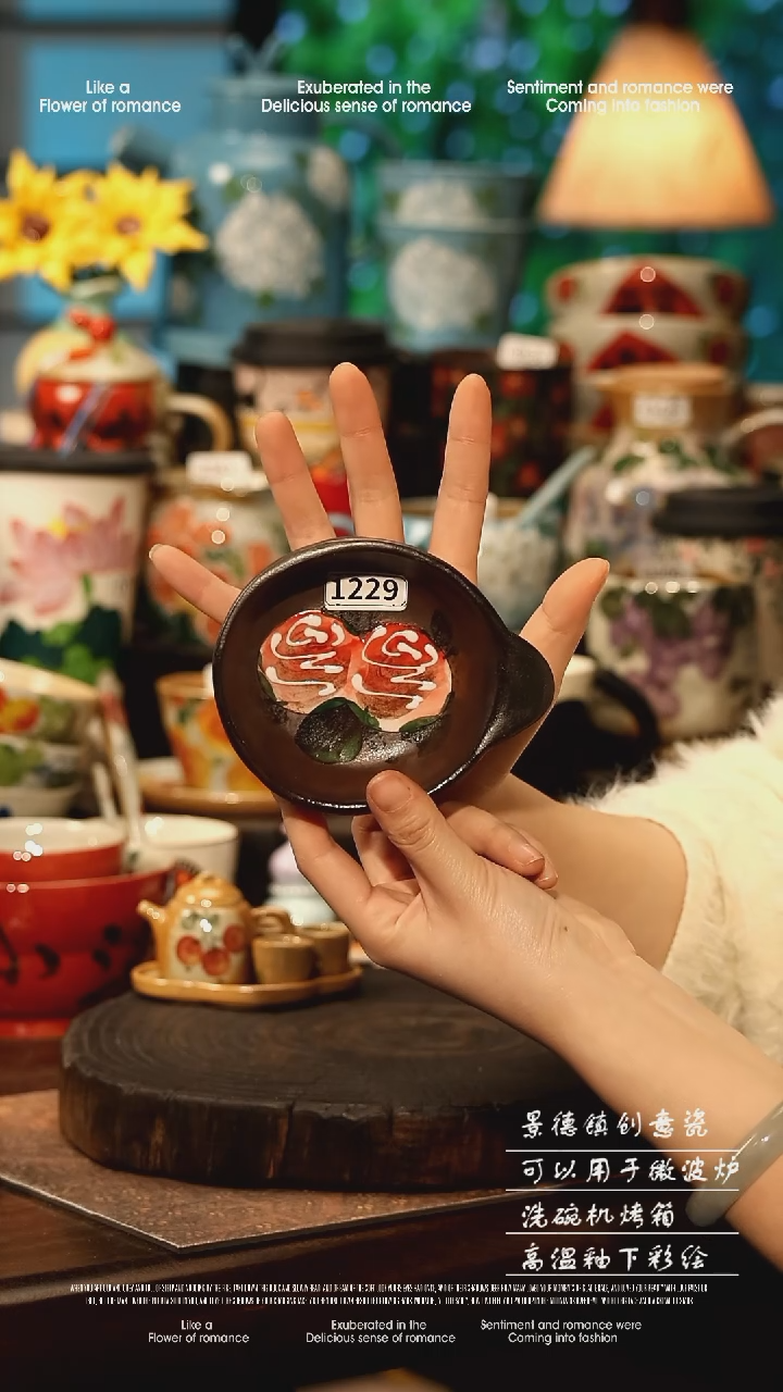 陶瓷景德镇高温釉下彩手工手绘款式@A1229@