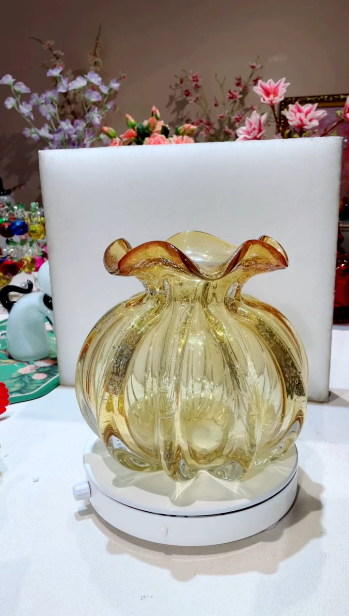 【闪购商品】琉璃手工艺品特大号金色钱袋子花瓶 微瑕