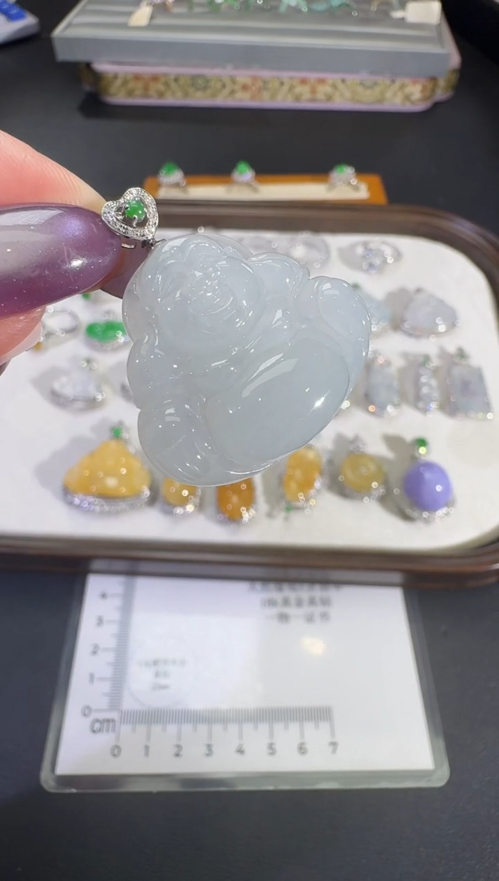 吊坠(不含链)18K金镶嵌翡翠【源头工厂】钻石镶嵌