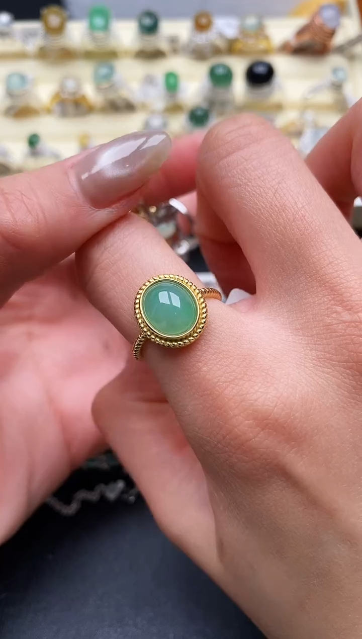 【闪购商品】翡翠戒指银S925镶嵌缅甸翡翠2   1+1