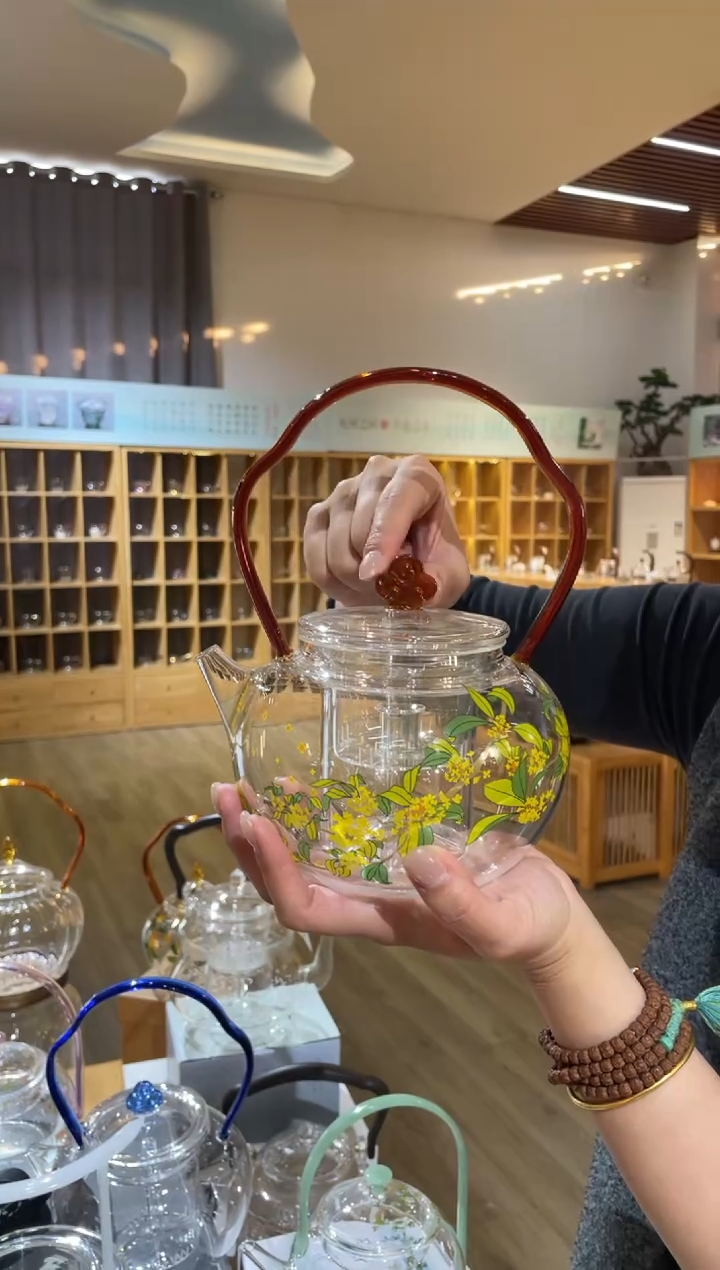 手工艺品玻璃金狮通运壶琥珀把蒸煮桂花