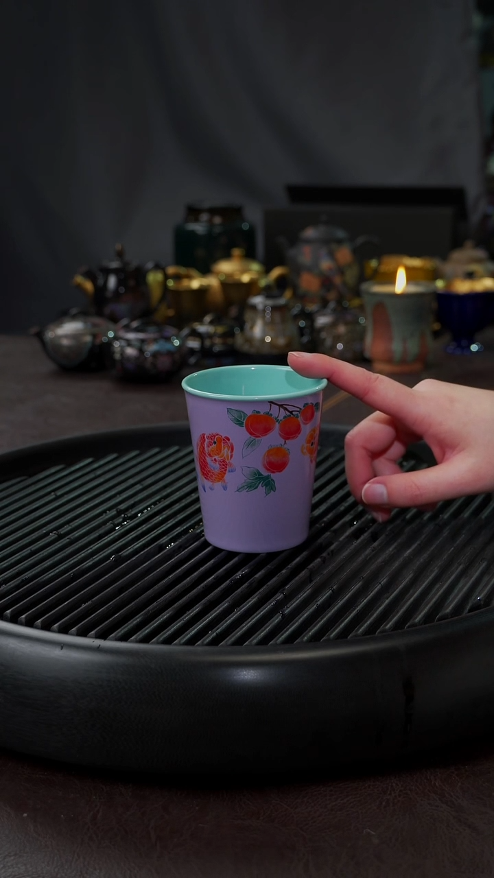 【闪购商品】杯【宜景窑烟幕紫】手绘可乐杯26
