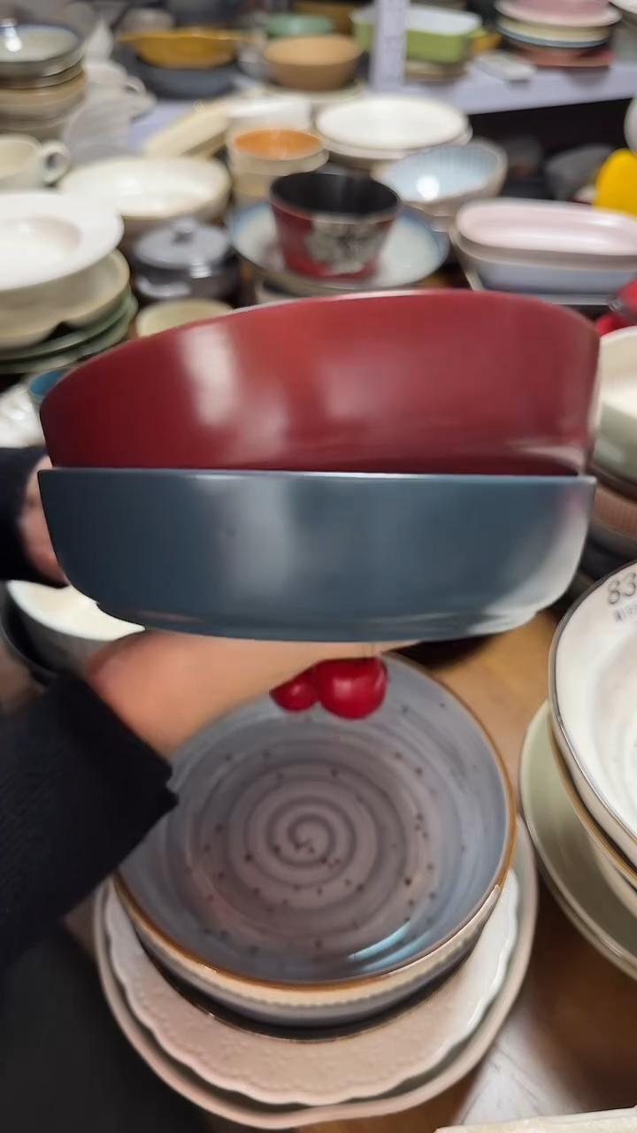 陶瓷微瑕（2个装）蓝红深盘