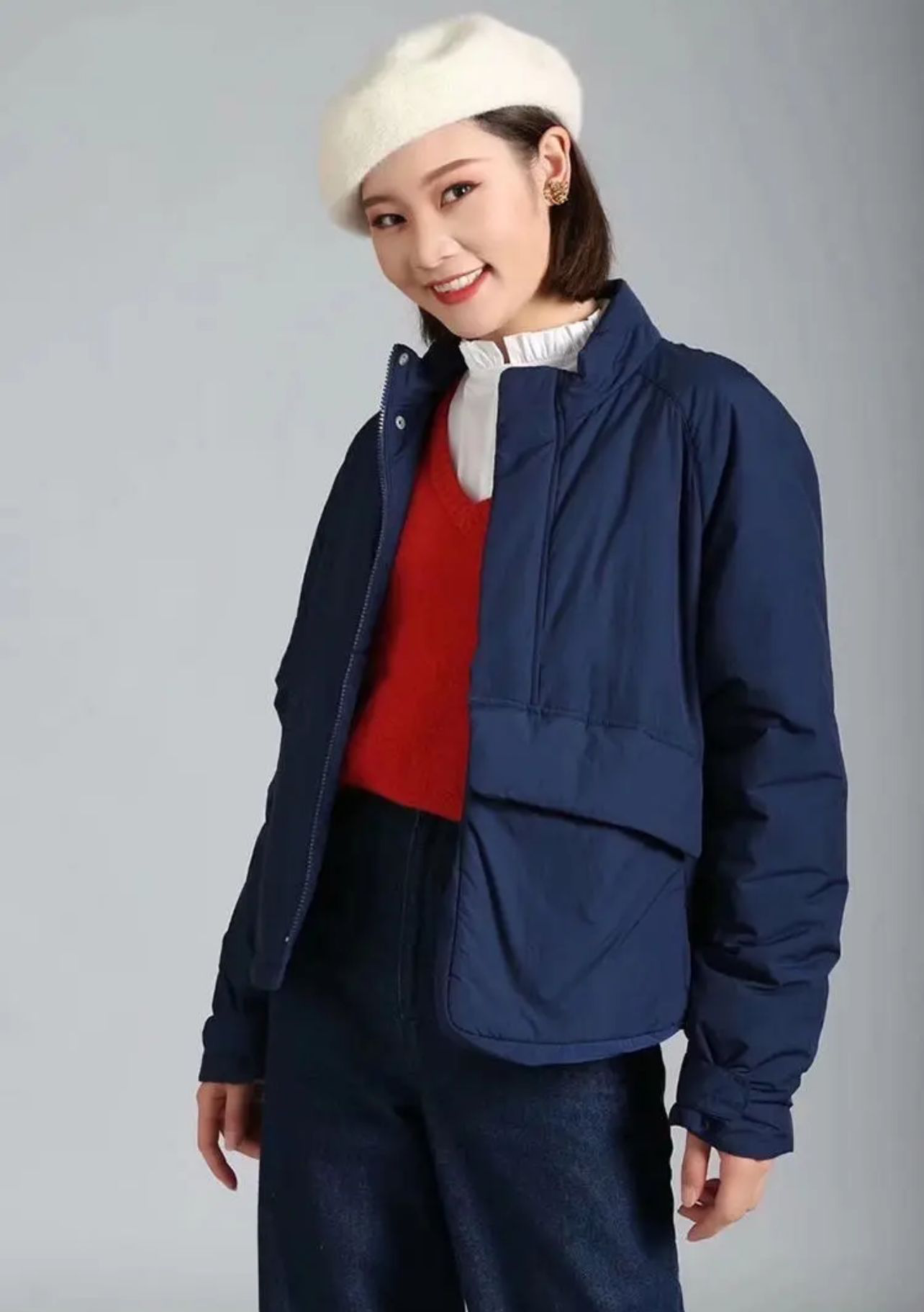 【姐妹品质】商场同款新款宽松立领面包型加厚棉服短外套5400251