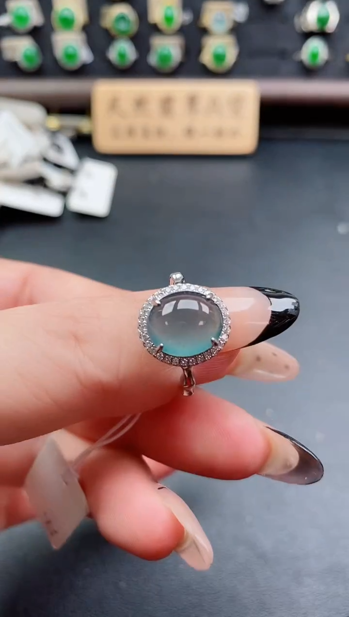 银S925镶嵌戒指翡翠1