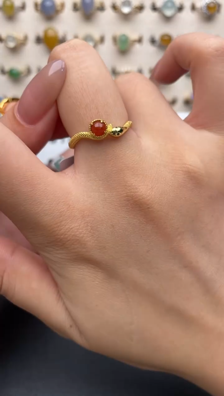 银S925镶嵌戒指翡翠一物一证一礼盒