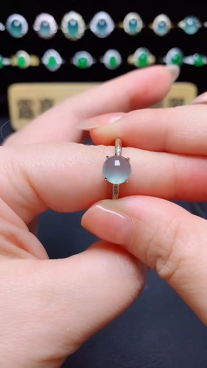 翡翠戒指银S925镶嵌天然翡翠A货s925银镶