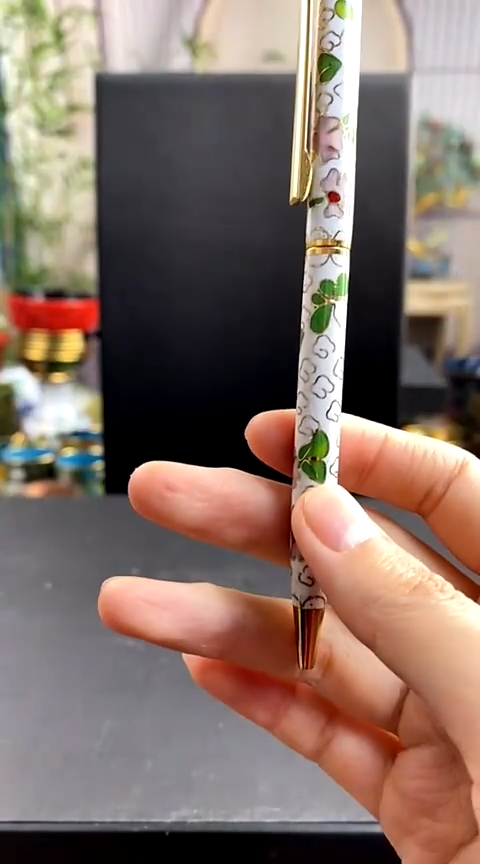 【闪购商品】非遗技艺 景泰蓝圆珠笔白色