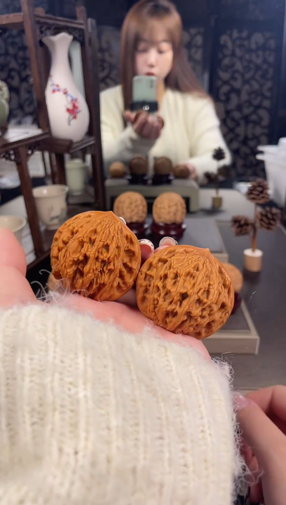 【闪购商品】文玩核桃把件麦穗虎头46尺-21