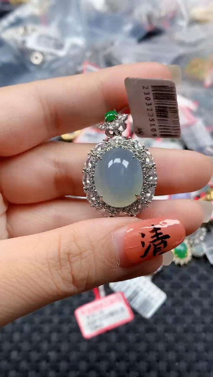 银S925镶嵌戒指翡翠天然A货缅甸翡翠