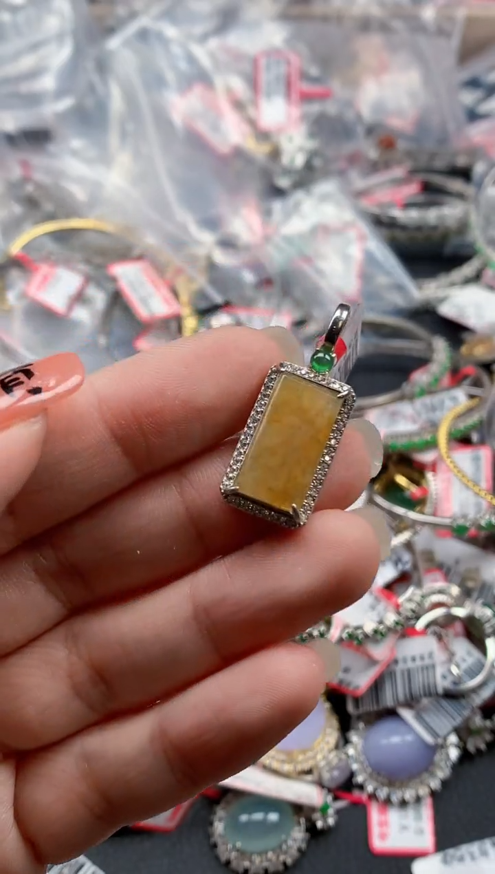 银S925镶嵌戒指翡翠天然A货缅甸翡翠