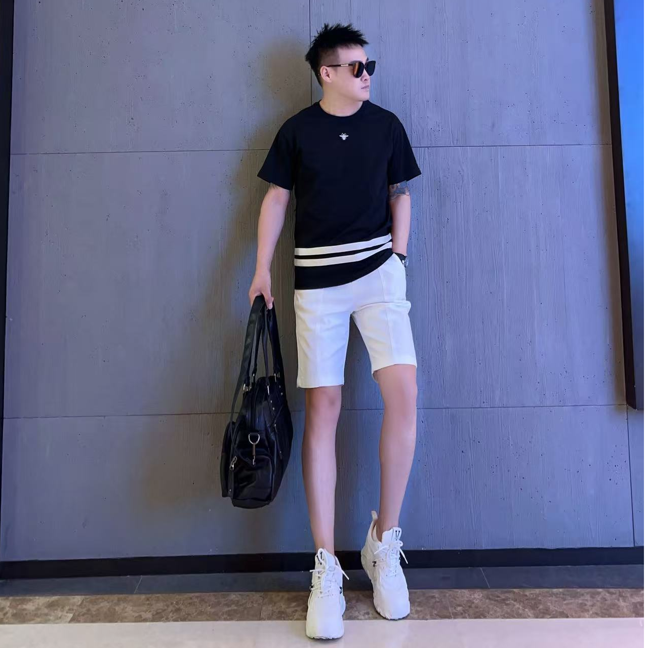 【青沐潮衣】夏季新款【小蜜蜂洛神】轻奢简约修身透气圆领百搭款短袖