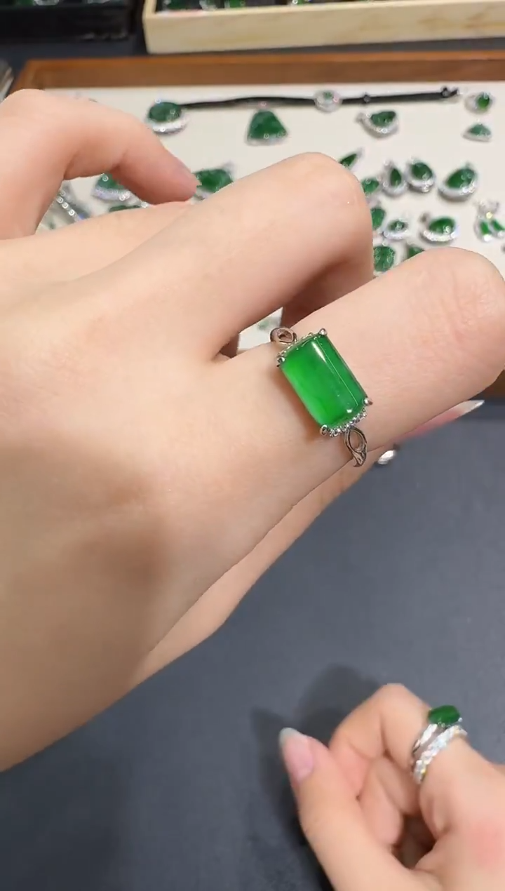 银S925镶嵌戒指翡翠X1202-886-91