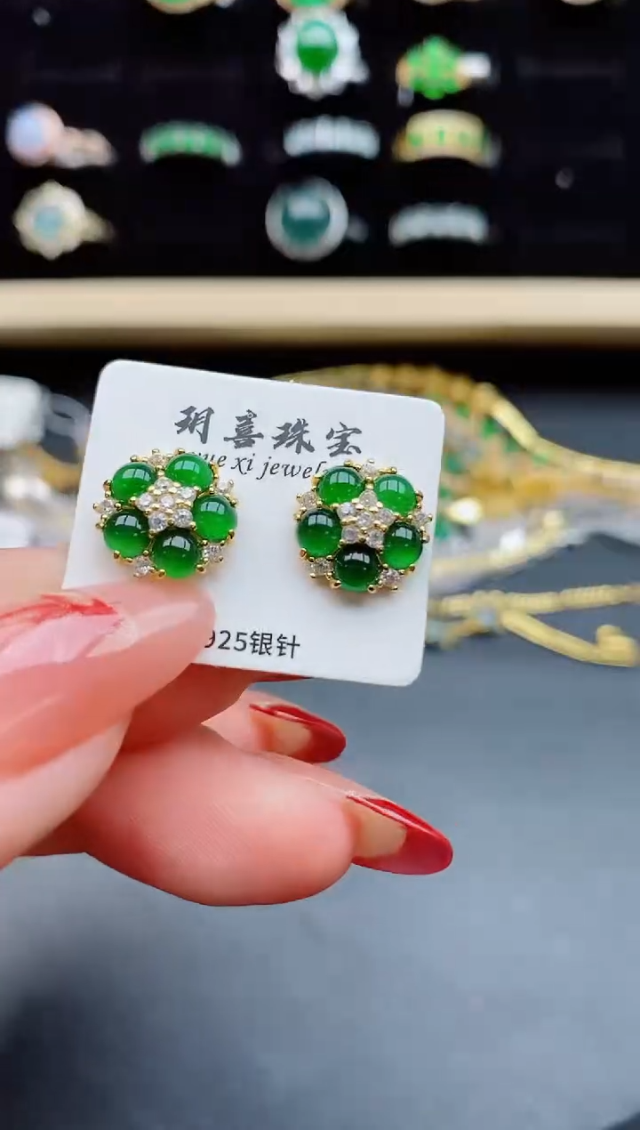 【闪购商品】翡翠耳饰银S925镶嵌3213212