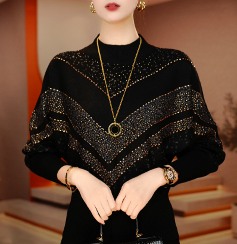 秋季新款含棉羊毛衣针织毛线衣柔软保暖百搭上衣V25Z1191