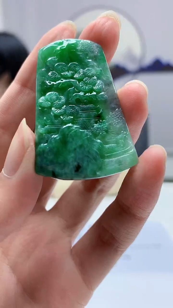 【闪购商品】定制翡翠未镶嵌0405zm-毛货挂件山水110