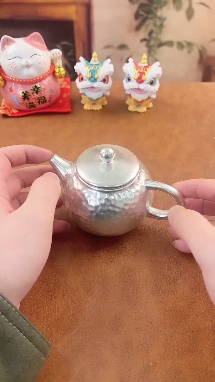 【闪购商品】陶瓷茶具周边茶杯陶瓷锤纹银壶