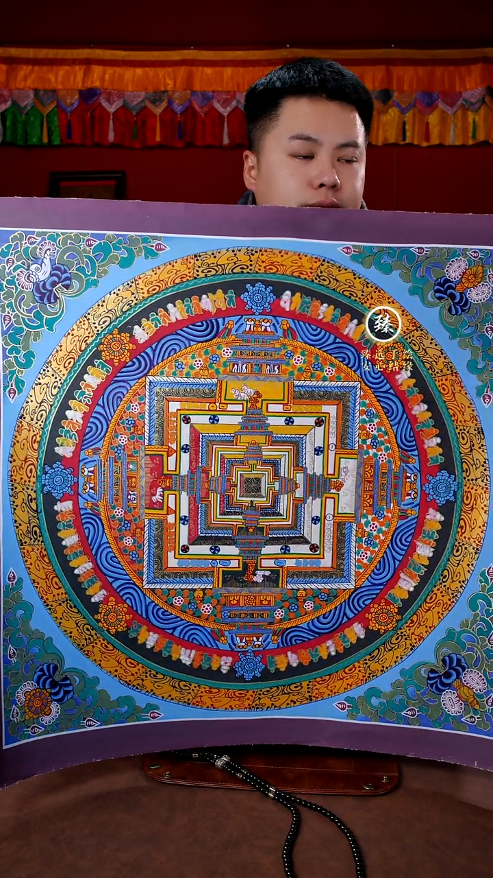卷轴画50cm时轮坛城带装裱