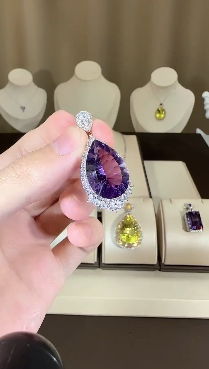 【闪购商品】紫晶颈饰银S925镶嵌设计款