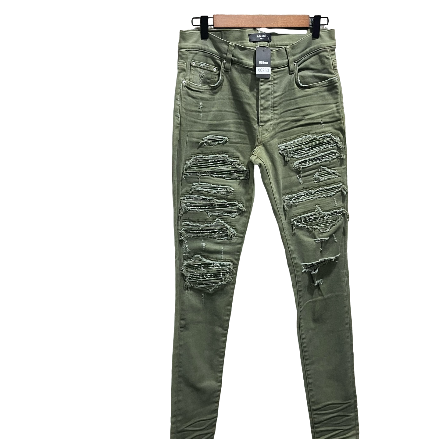 未使用 AMIRI 破坏腰果花拼布牛仔长裤 31码 X0801