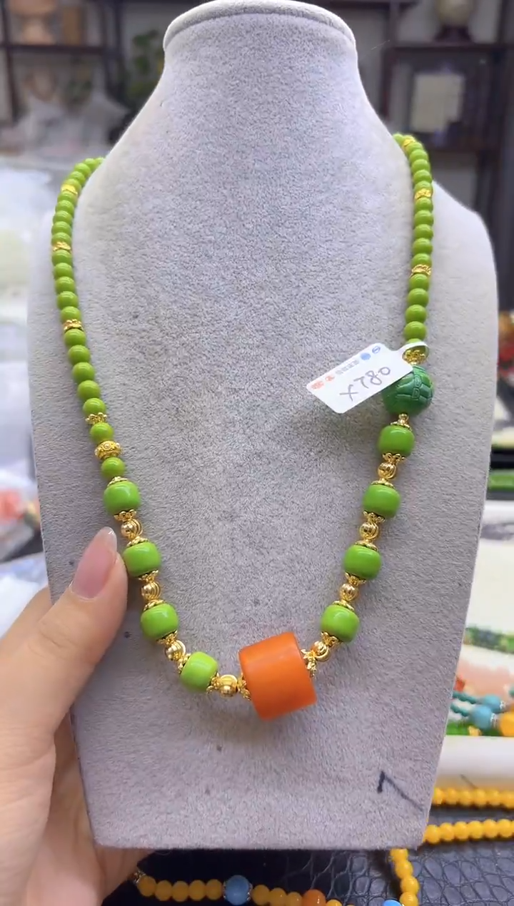 蜜蜡颈饰未镶嵌DIY款X780