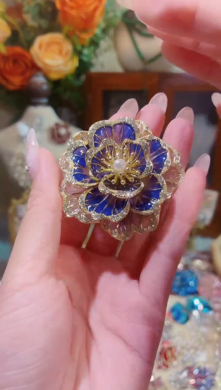 合成立方氧化锆铜合金紫色牡丹花