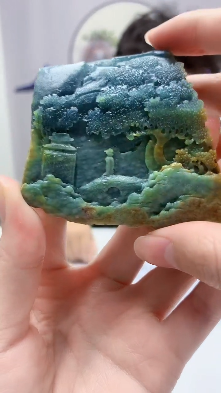 【闪购商品】定制翡翠未镶嵌4688zm-毛货挂件58山水