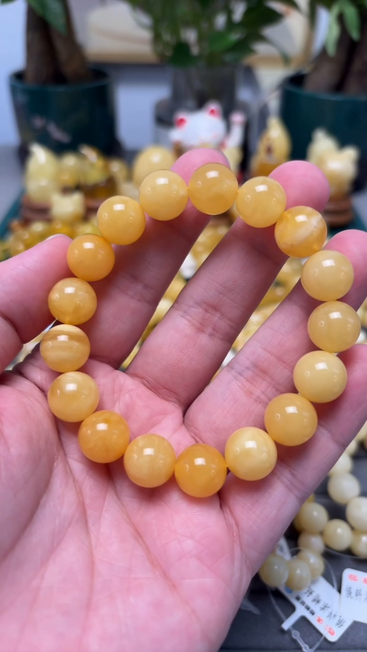 手串琥珀未镶嵌p4俄料微微瑕蜜蜡单圈 16.85克 12mm