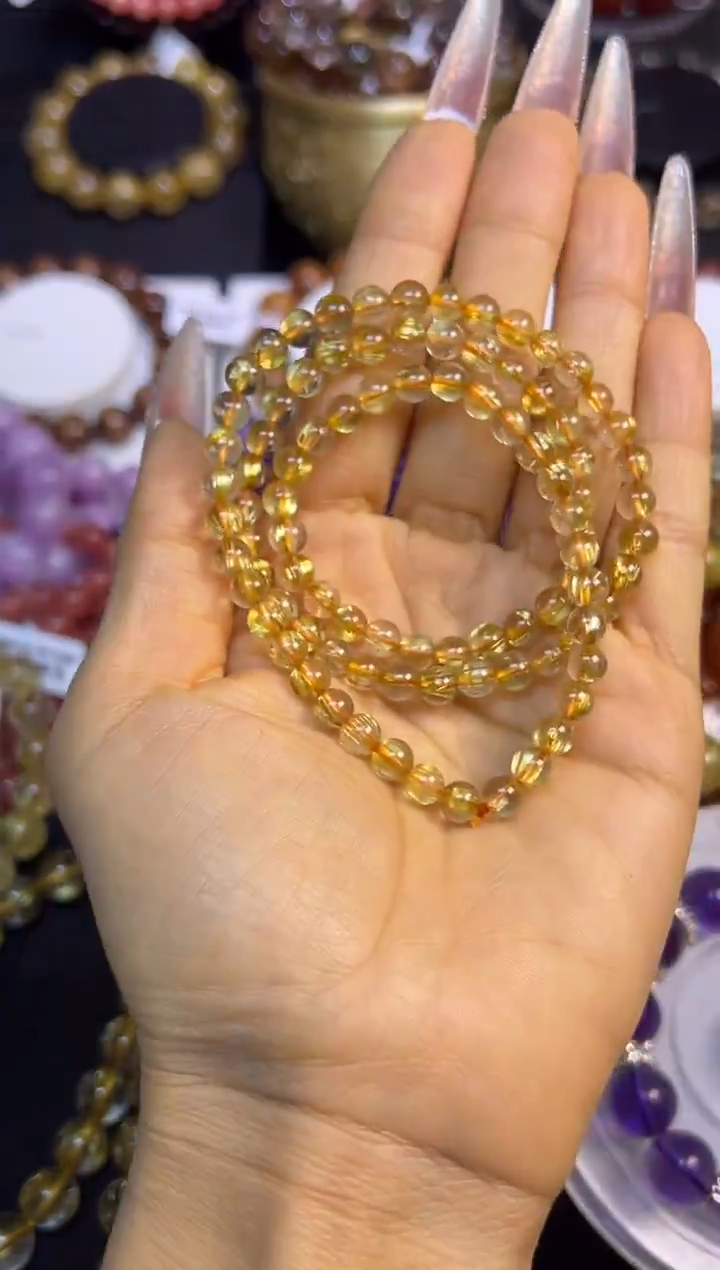 未镶嵌手串水晶金发晶三圈5.9mm