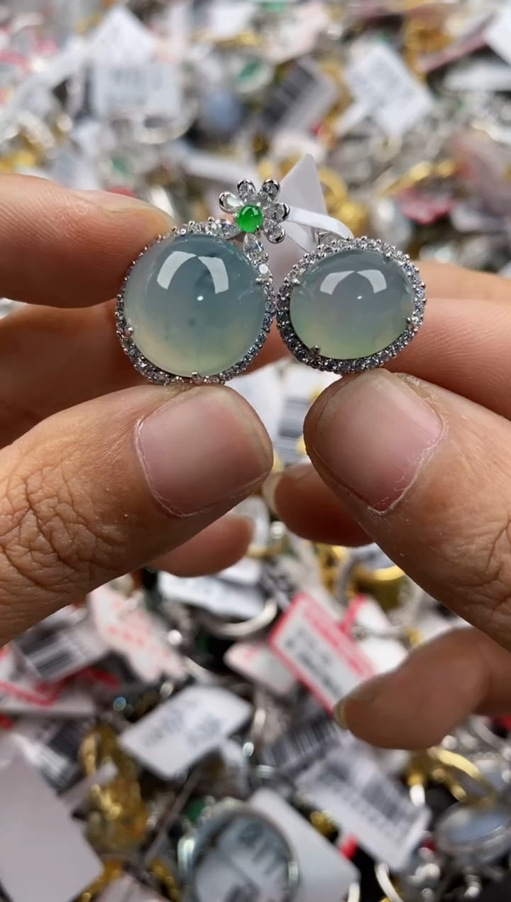 银S925镶嵌戒指翡翠333              10