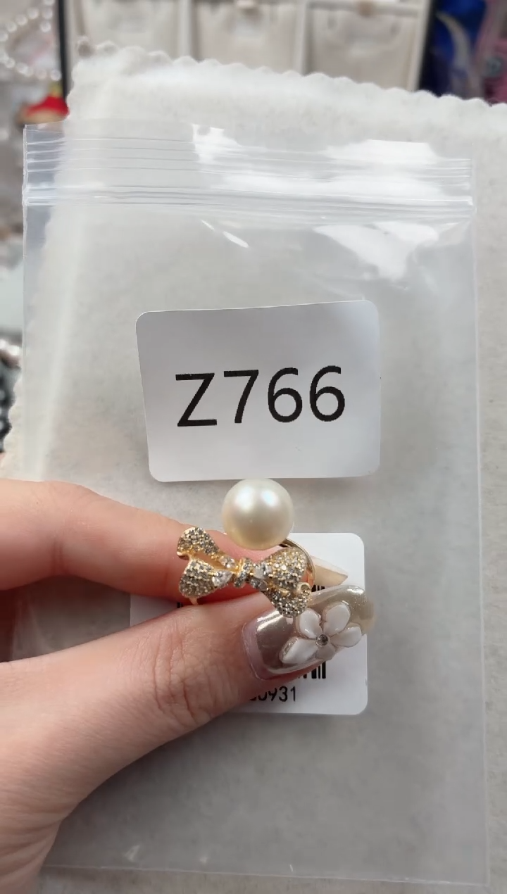 银S925镶嵌戒指海水珍珠Z766