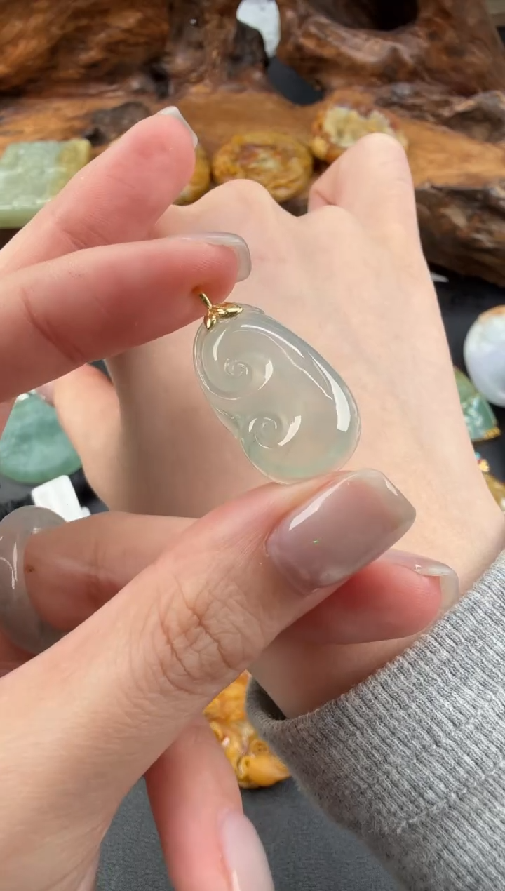 吊坠(不含链)18K金镶嵌翡翠翡翠饰品-211