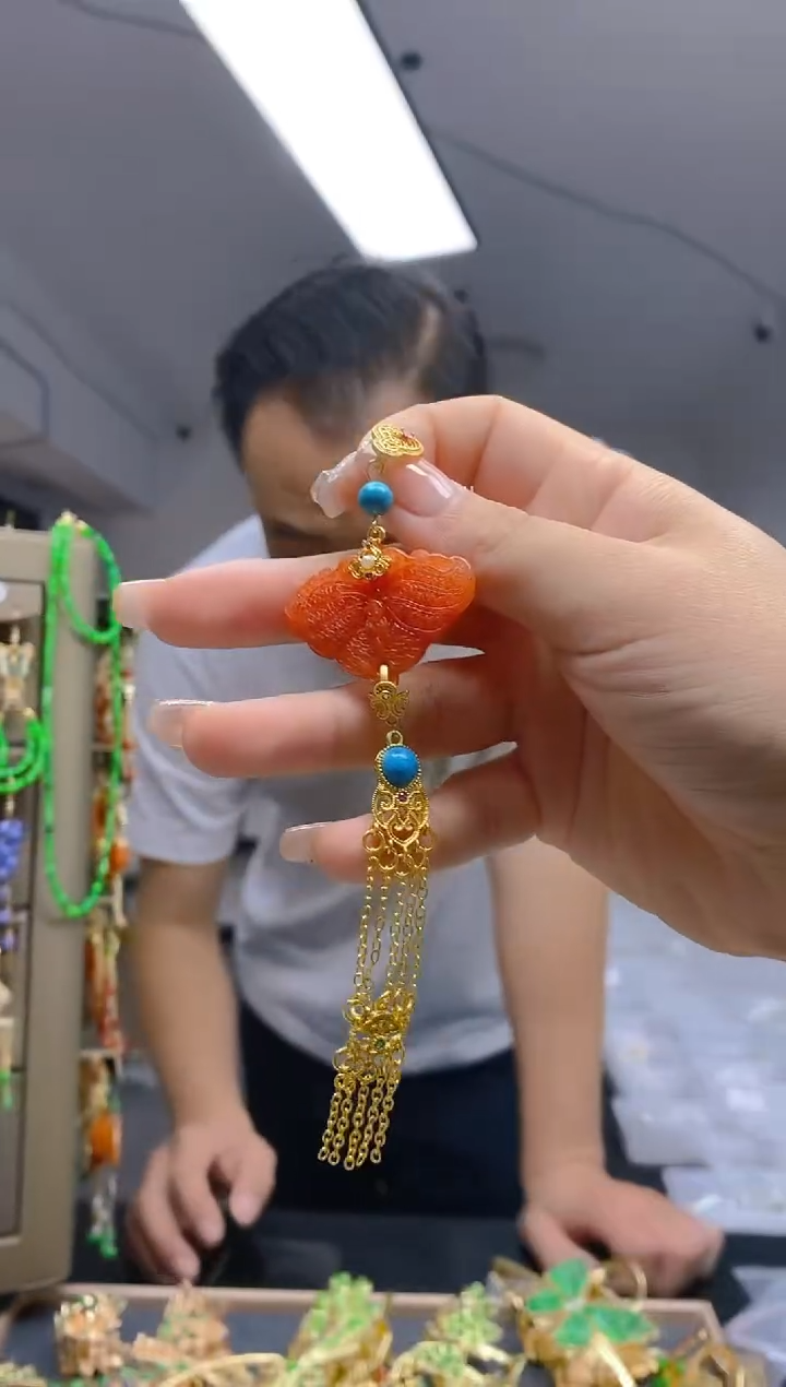 【闪购商品】翡翠耳饰合金196翡翠压襟