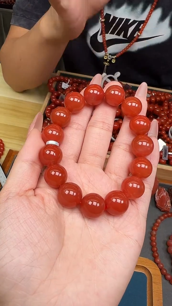 未镶嵌珠串南红玛瑙【C11】云南保山南红手串14mm+