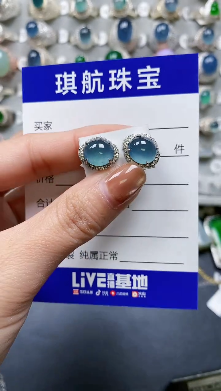 【闪购商品】翡翠耳饰银S925镶嵌0372