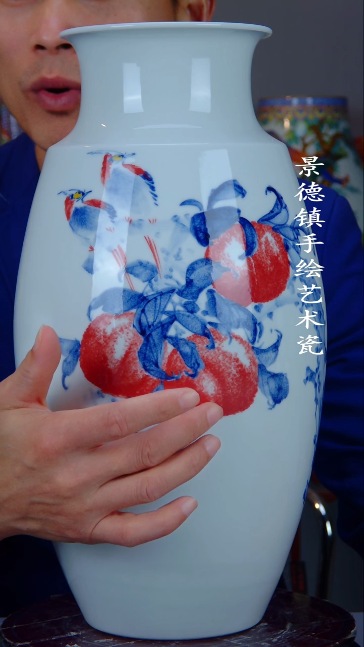 瓶陶景德镇手工手绘陶瓷摆件15