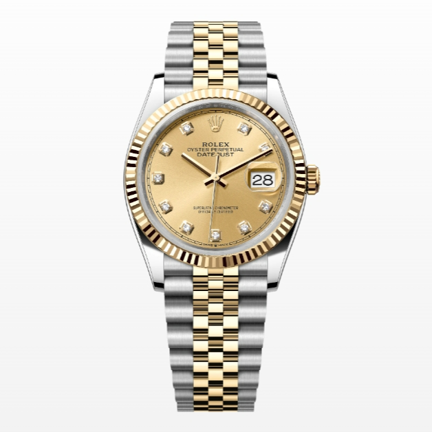 99新 Rolex/劳力士 全套/日志 36mm/126233/香槟金盘钻刻/奢侈品