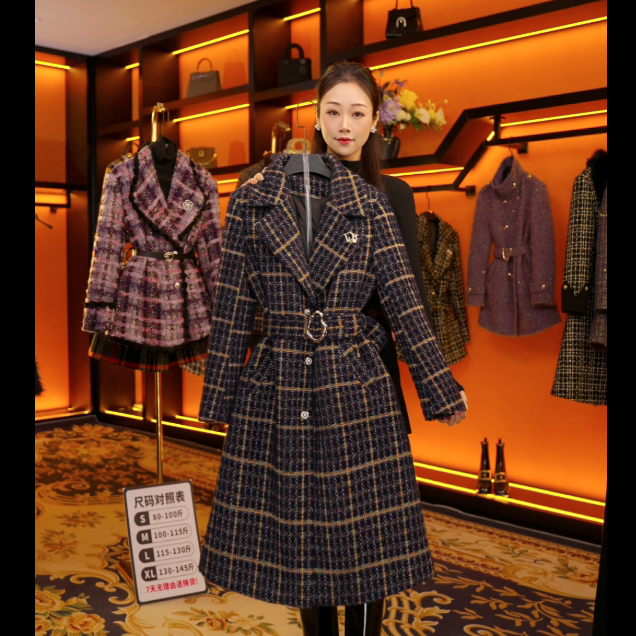 【丹】设计师气质翻领修身型羽绒服厚款冬季长款女装 Y907-1