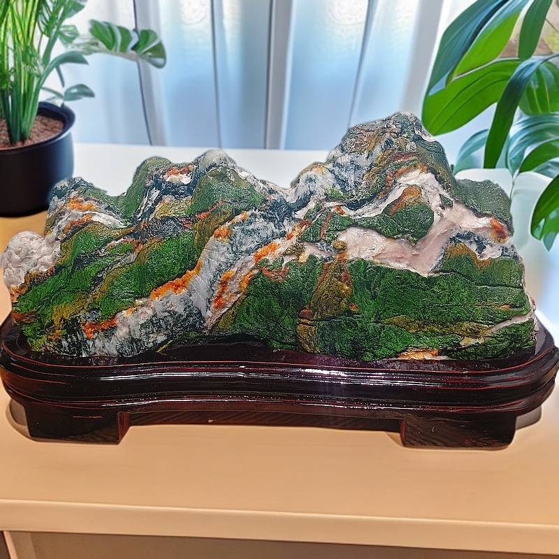 创意七彩石流水摆件室内装饰客厅玄关博古架