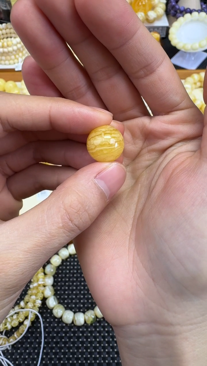 裸石琥珀未镶嵌宝衡 御龙见白千层虎单珠 14.9mm