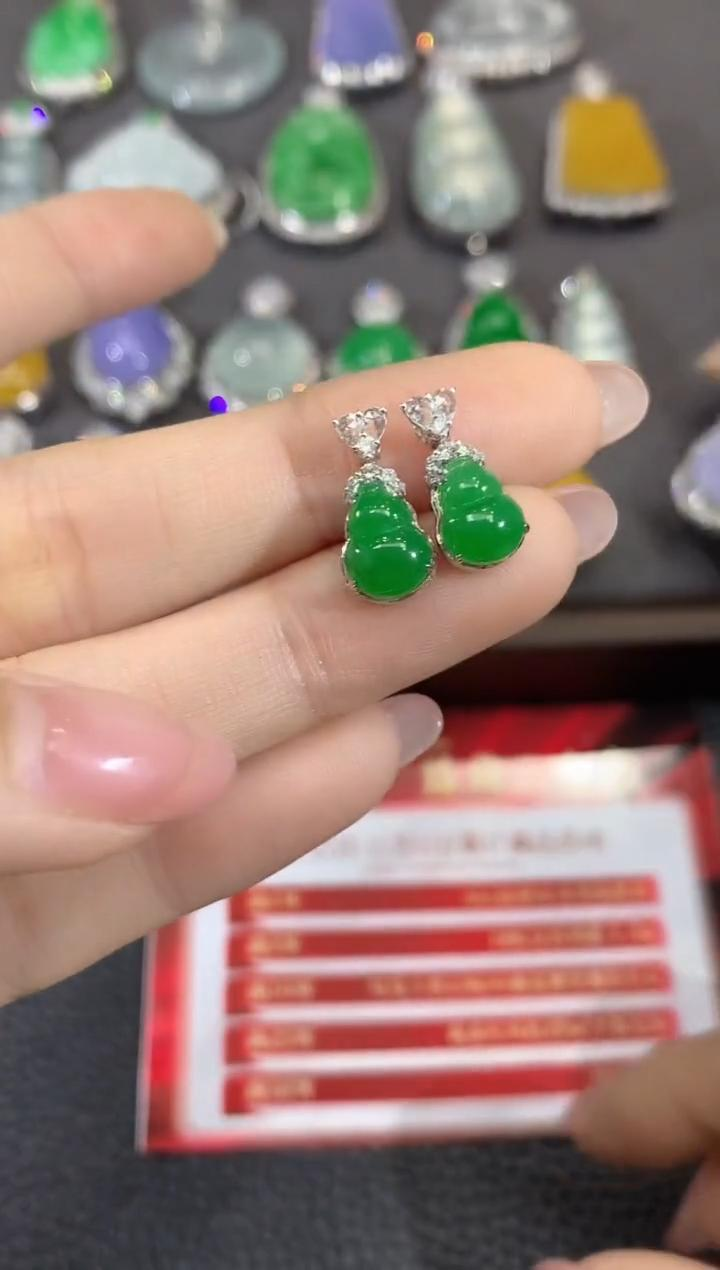 【云中意】18K金翡翠葫芦吊坠（不含链）-多样性发一件 