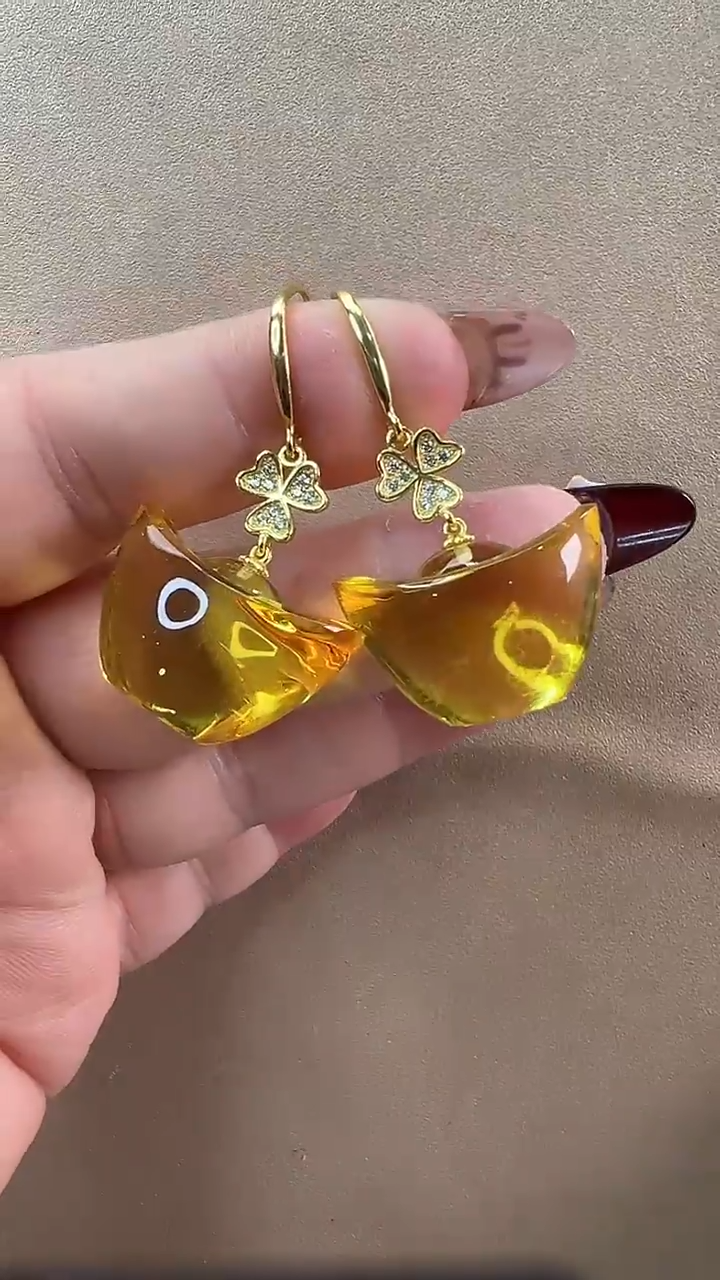 【闪购商品】琥珀耳饰未镶嵌耳环