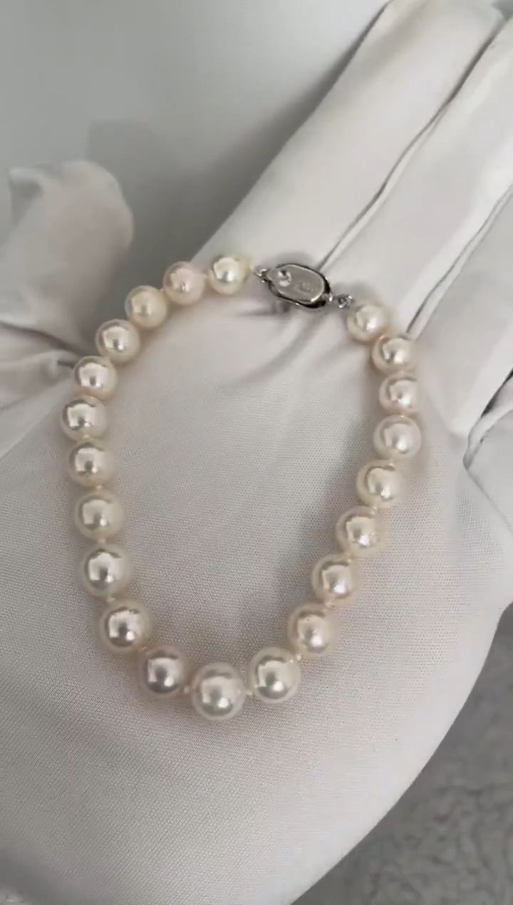 银S925镶嵌手链海水珍珠AK7.5-8mm